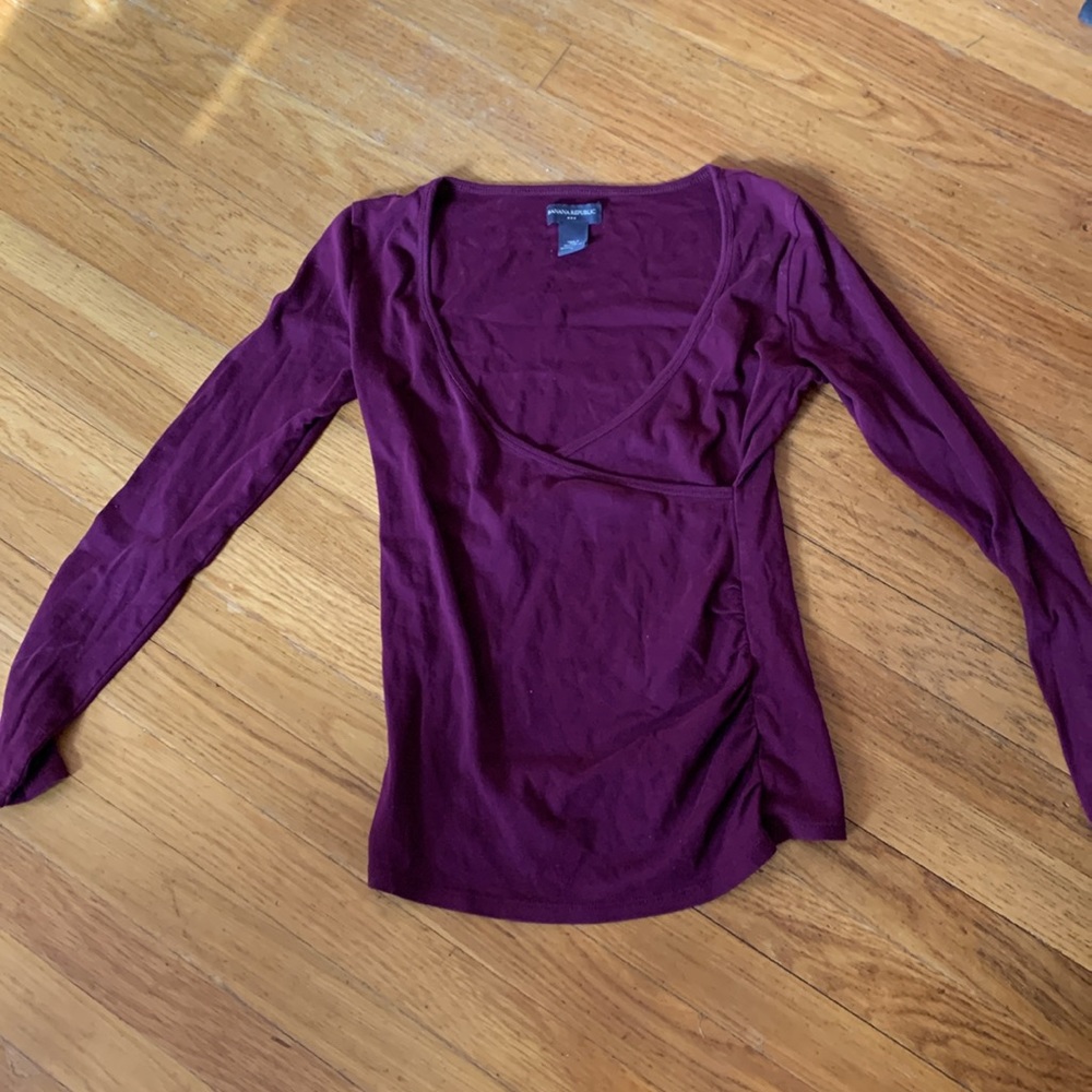 Maroon banana republic layering top